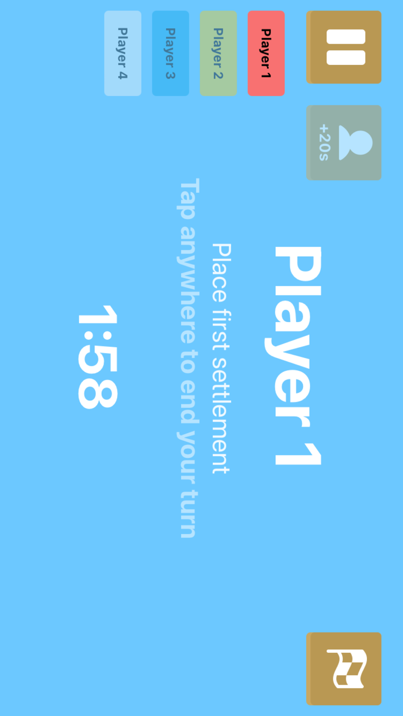 Player turn timer and settlement placement screen